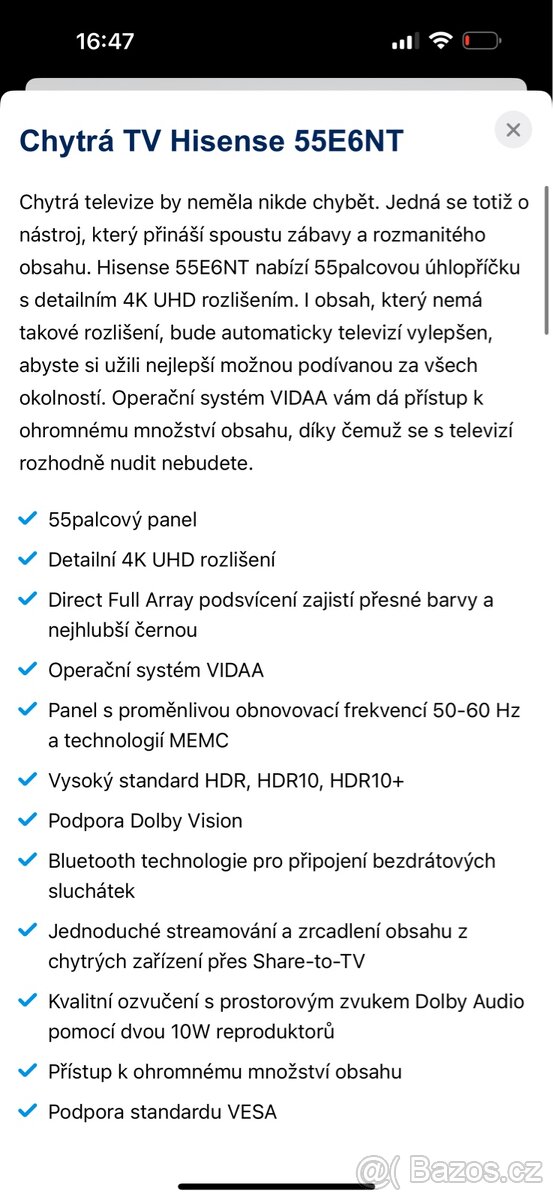 55" Hisense 55E6NT - 3