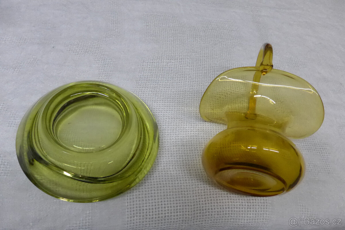 Košik + Popelnik Hutní Barvené Sklo - 3