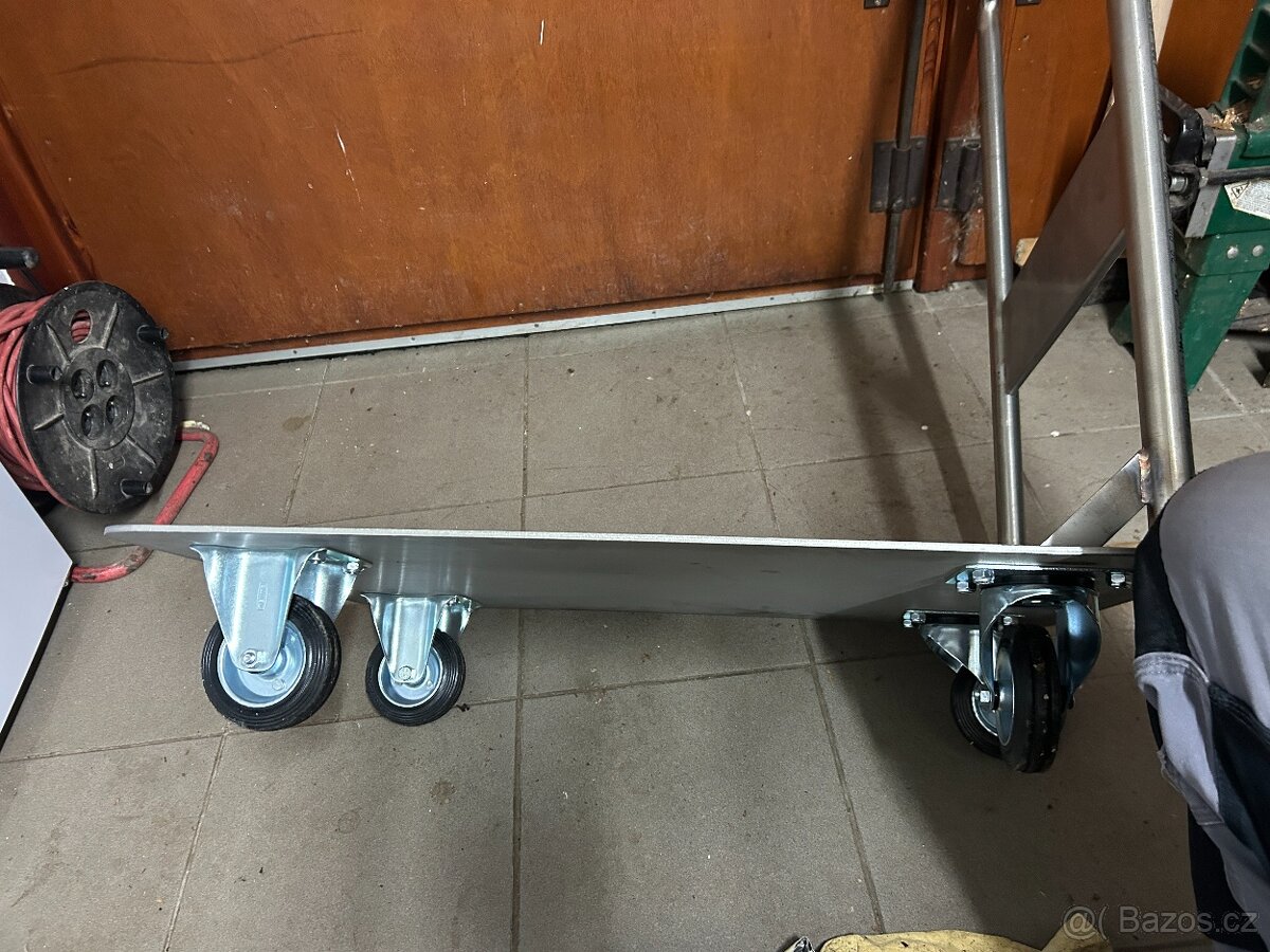 Plošinový vozík 470x730 mm, NEREZOVÝ - 3