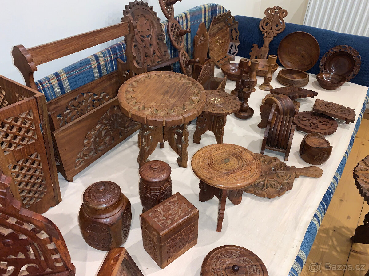 Indické dřevo dekorace 39ks_1980 - 1985 zachovalý stav - 3