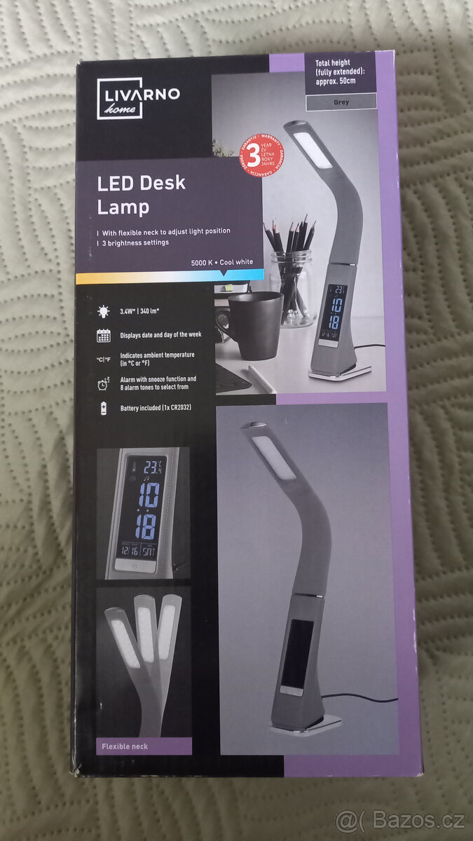 stolní LED lampa s hodinami , teplotou - nová - 3