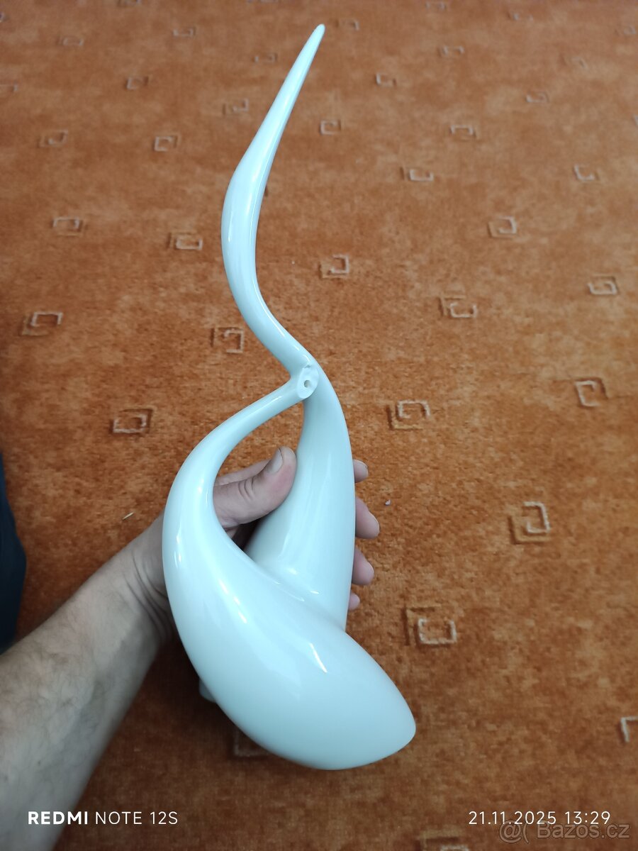 Porcelánová Soška volavky ježek royal dux brusel - 3