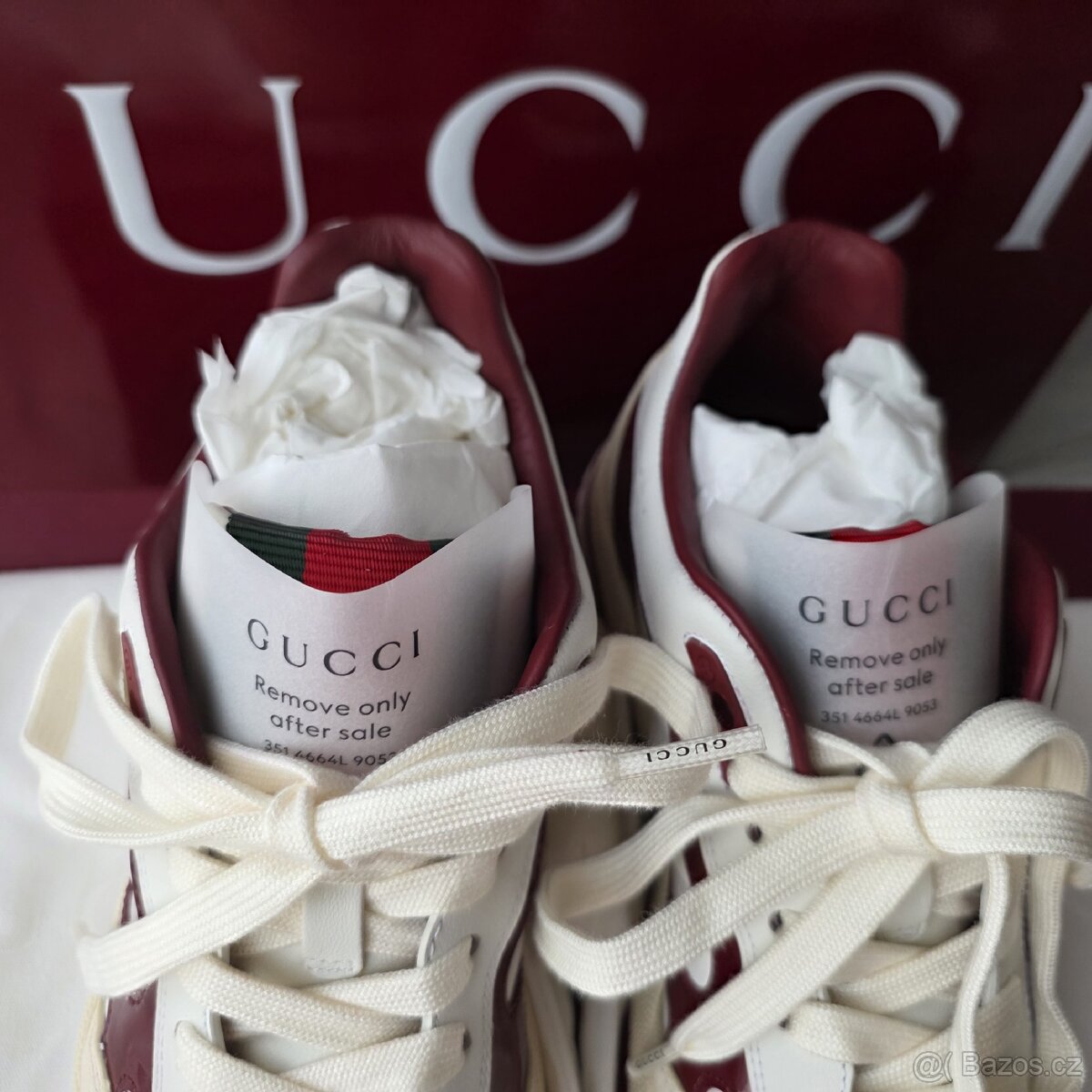 Gucci re-web white red trainers - 3