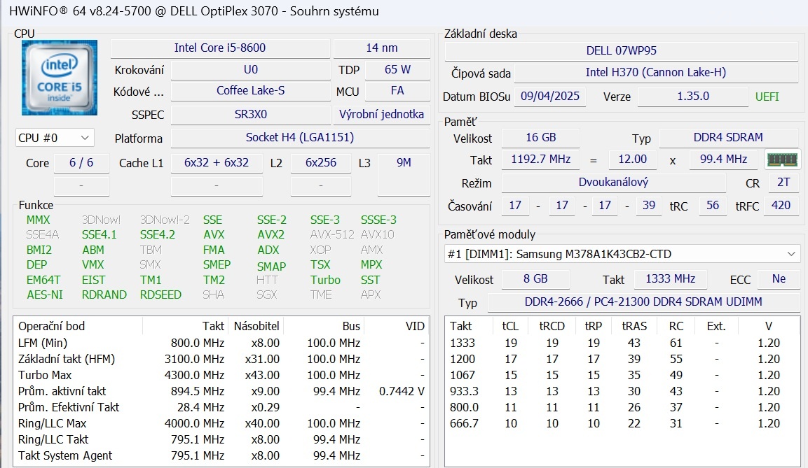 Dell OptiPlex SFF 3070 Intel I5-8600 /8-16GB/512GB NVME/ W11 - 3