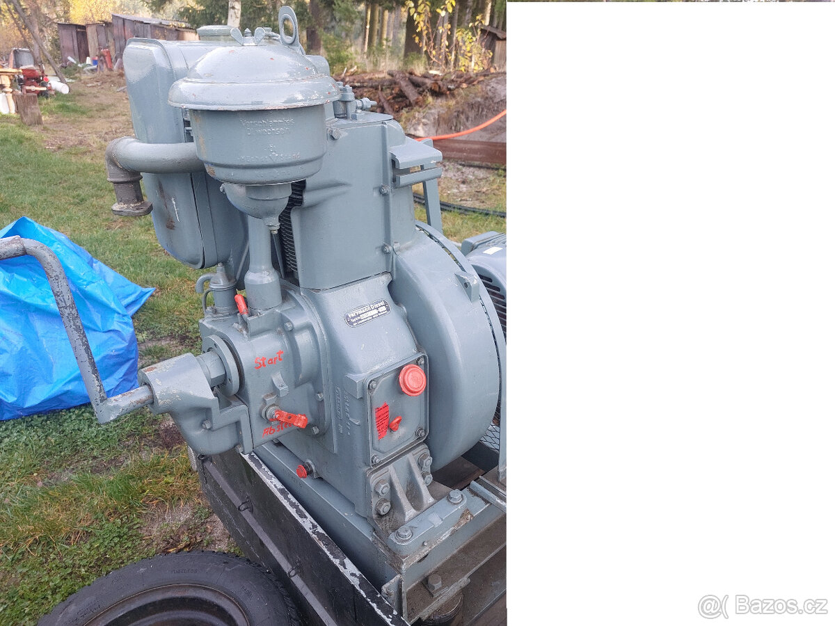 Stabilní motor zn. Farymann diesel 22 + kompresor - 3