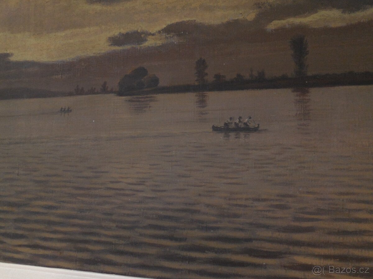 Jezero za soumraku s loďkami Karel Zápeca - 3