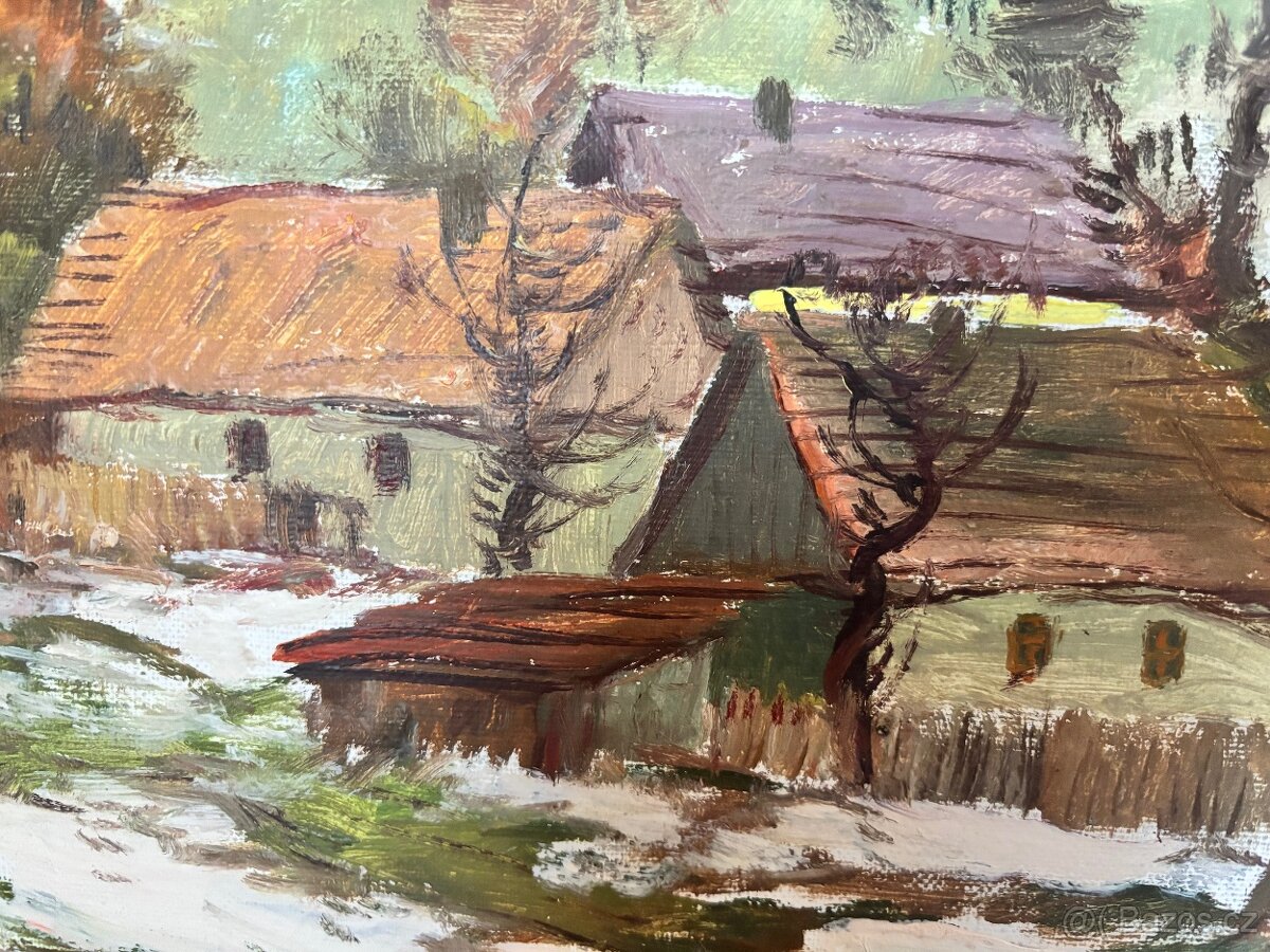 Obraz Vlastimil Píha, tání v Rokytnici, olej 45x50 - 3