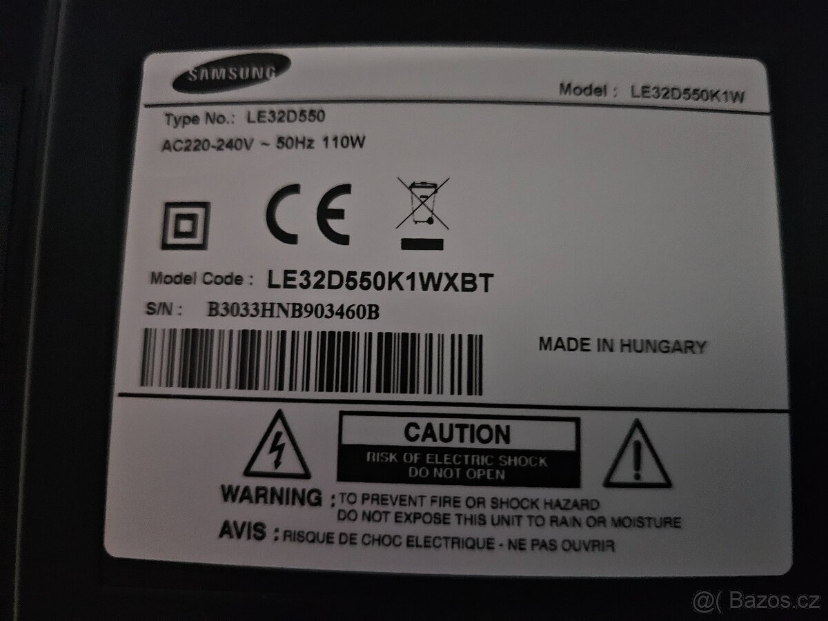 Prodám Samsung LCD TV LE32B550 32"(82 cm), FULL HD, DVB-T/ - 3