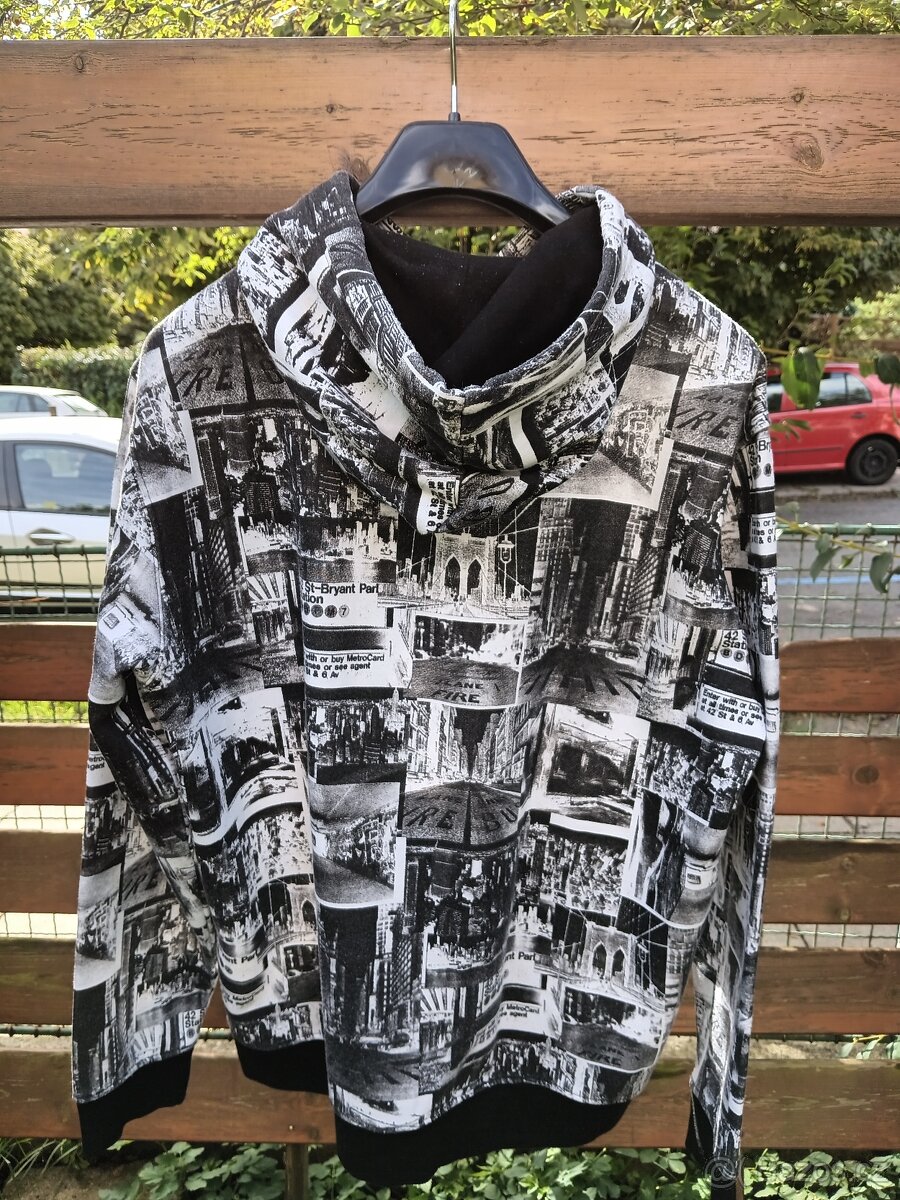 Juniorská mikina chlapecká, vel. XL, černo-bílá, vzor NY - 3