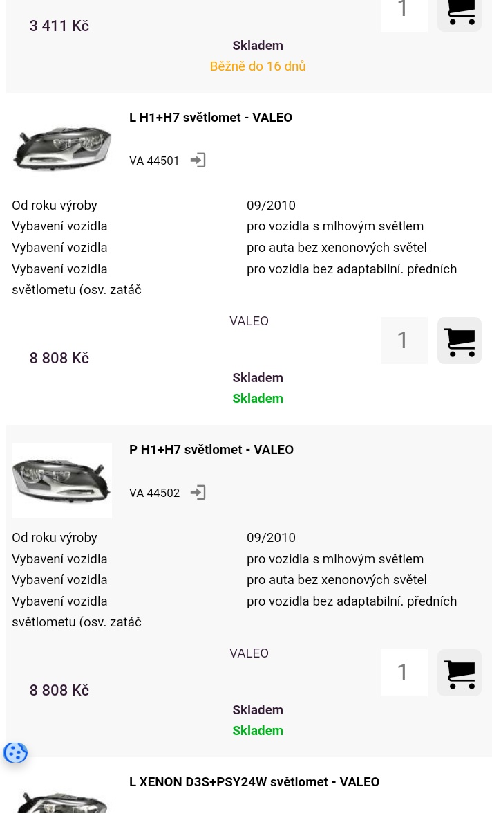 VW Passat B7 přední světla H7/H7 nové - 3