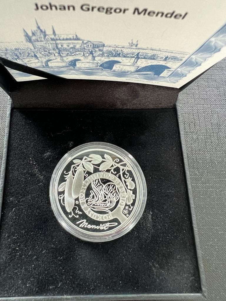 STŘÍBRNÁ MEDAILE 1OZ GREGOR MENDEL - 3