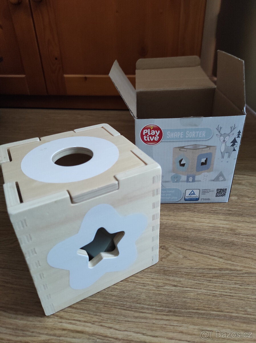 Dřevěné hračky - vkládací kostka, mýval, krokodýl - 3