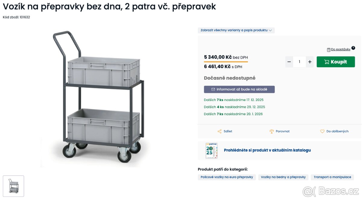 Výprodej kanceláře / provozovny – Vozík + přepravky 3500 - 3