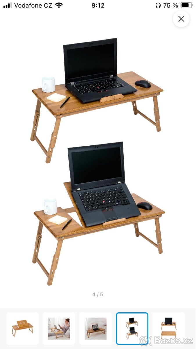 Stolek na notebook do postele 72x35x26 cm - 3