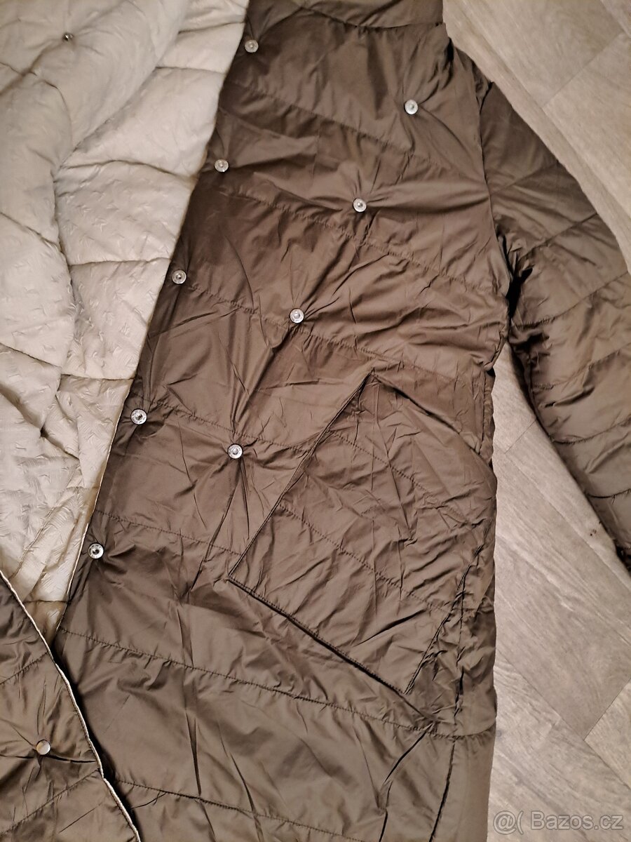 Dlouhý oboustranný kabát Cozy Frost béžovo-čokoládový - 3