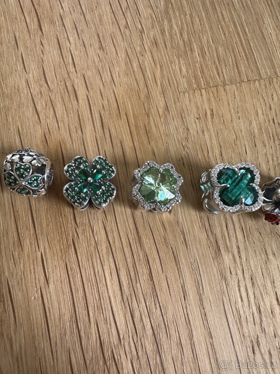 Stříbrné čtyřlístky přívěsky na Pandora náramek - 3