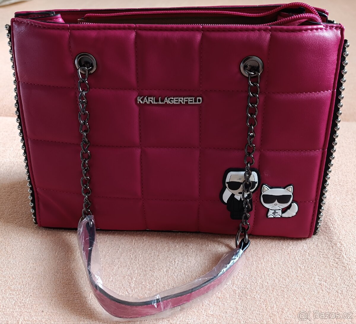 Krásná růžová kabelka Karl Lagerfeld přes rameno zcela nová - 3