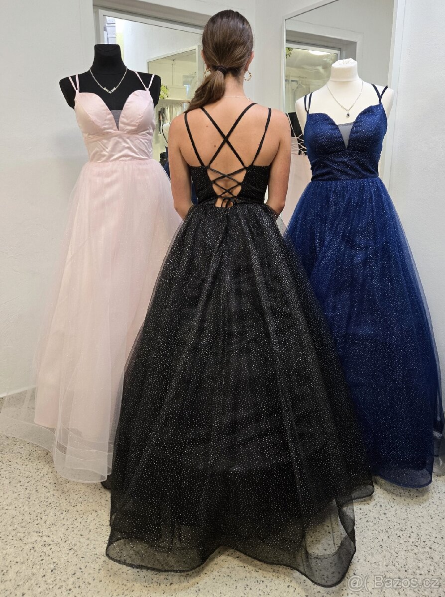 NOVÉ plesové šaty TŘPYTIVÉ MODRÉ - 3