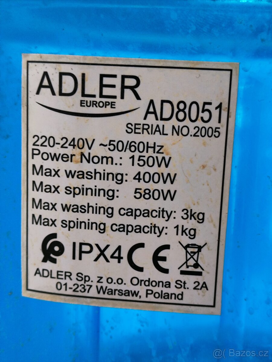 Prodám mini pračku ADLER AD8051 - 3