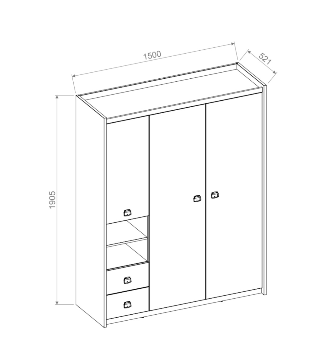 Šatní skříň FARGO 01 - smrk canyon/šedá - 3