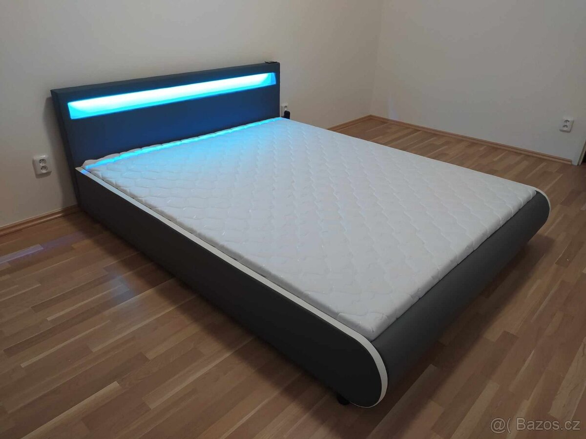 Postel dizajnová nová z eco kůže s led osvětlením NOVÁ - 3