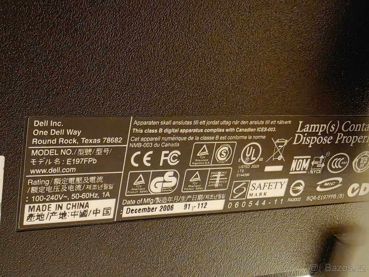 Monitor DELL 19" (VGA, vč. kabeláže) 2x - 3