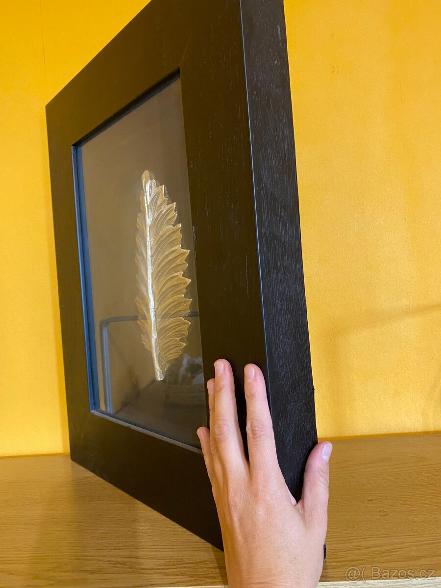 Masivní dřevěný obraz s kovovým listem - 3