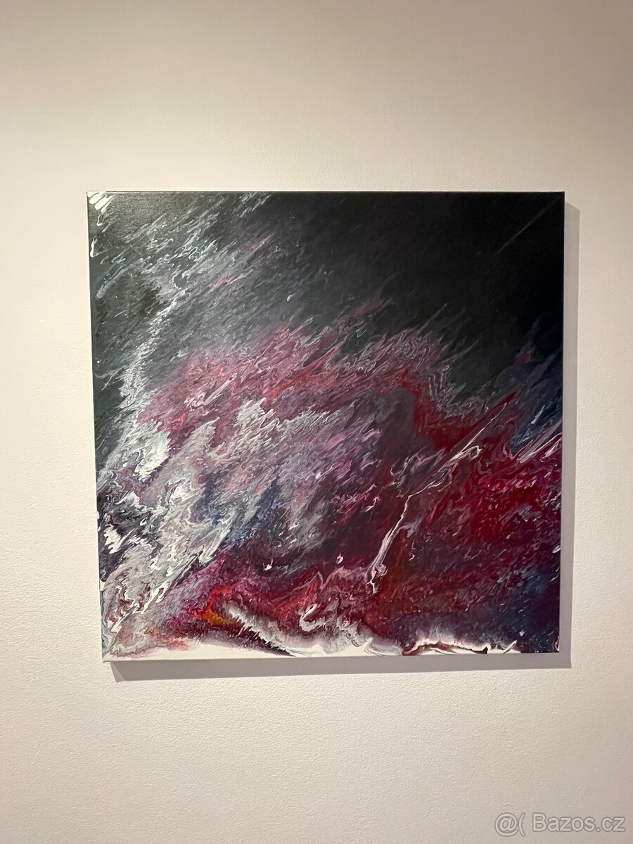 🖼️ Originálnà abstraktnà obraz – Fluid Art (70×70 cm) - 3