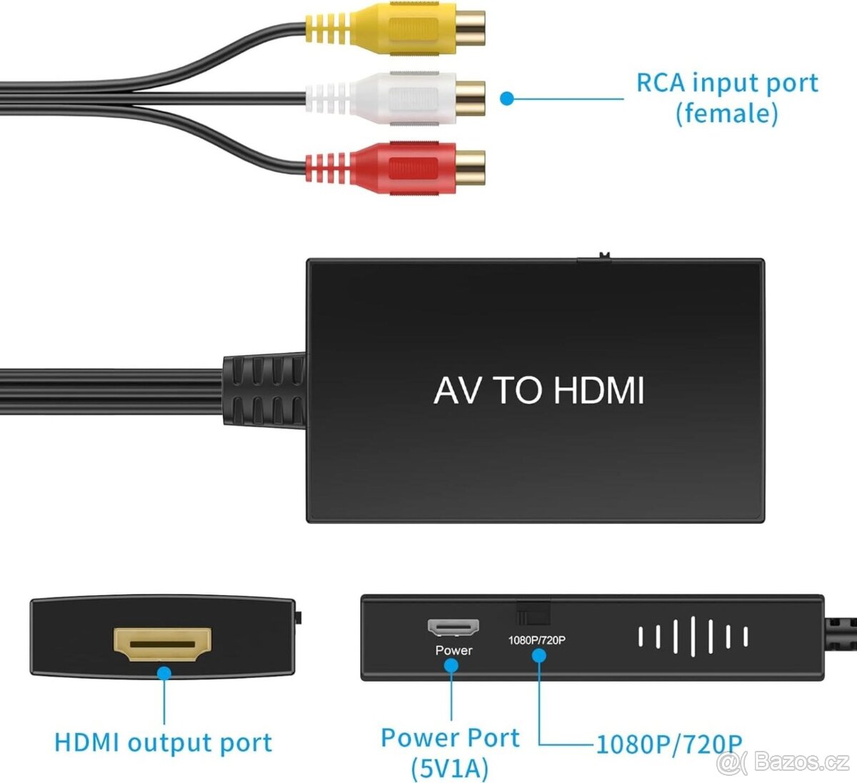 Převodník RCA na HDMI / Podpora 1080P - 3