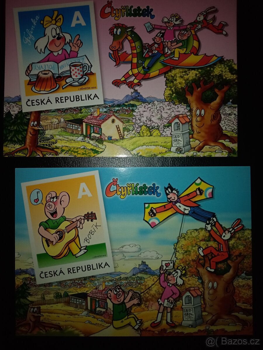 4 ks POHLEDNICE ČTYŘLÍSTEK - 3