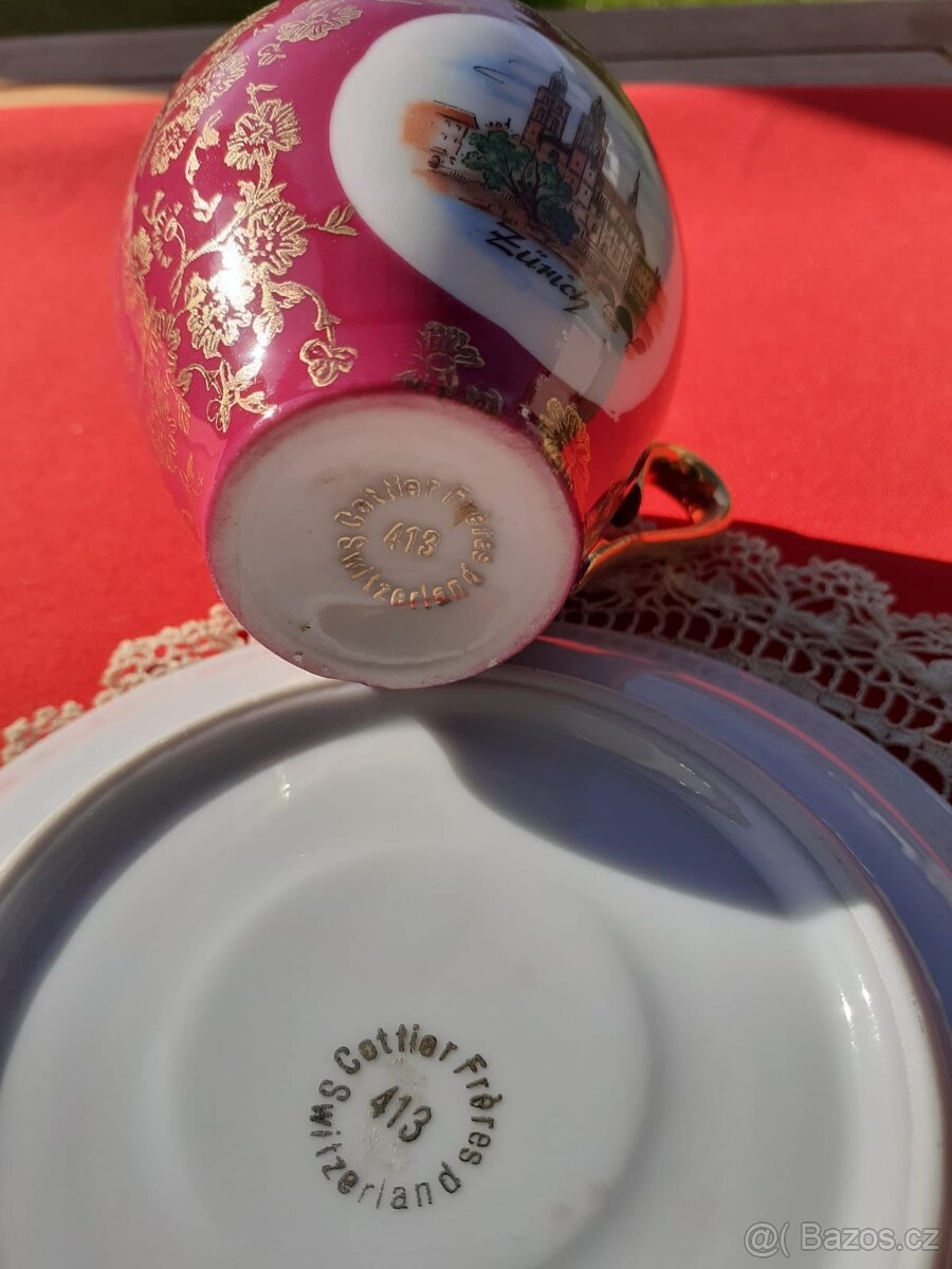 Šálek s podšálkem, s motivem Curychu (Zürich) - 3