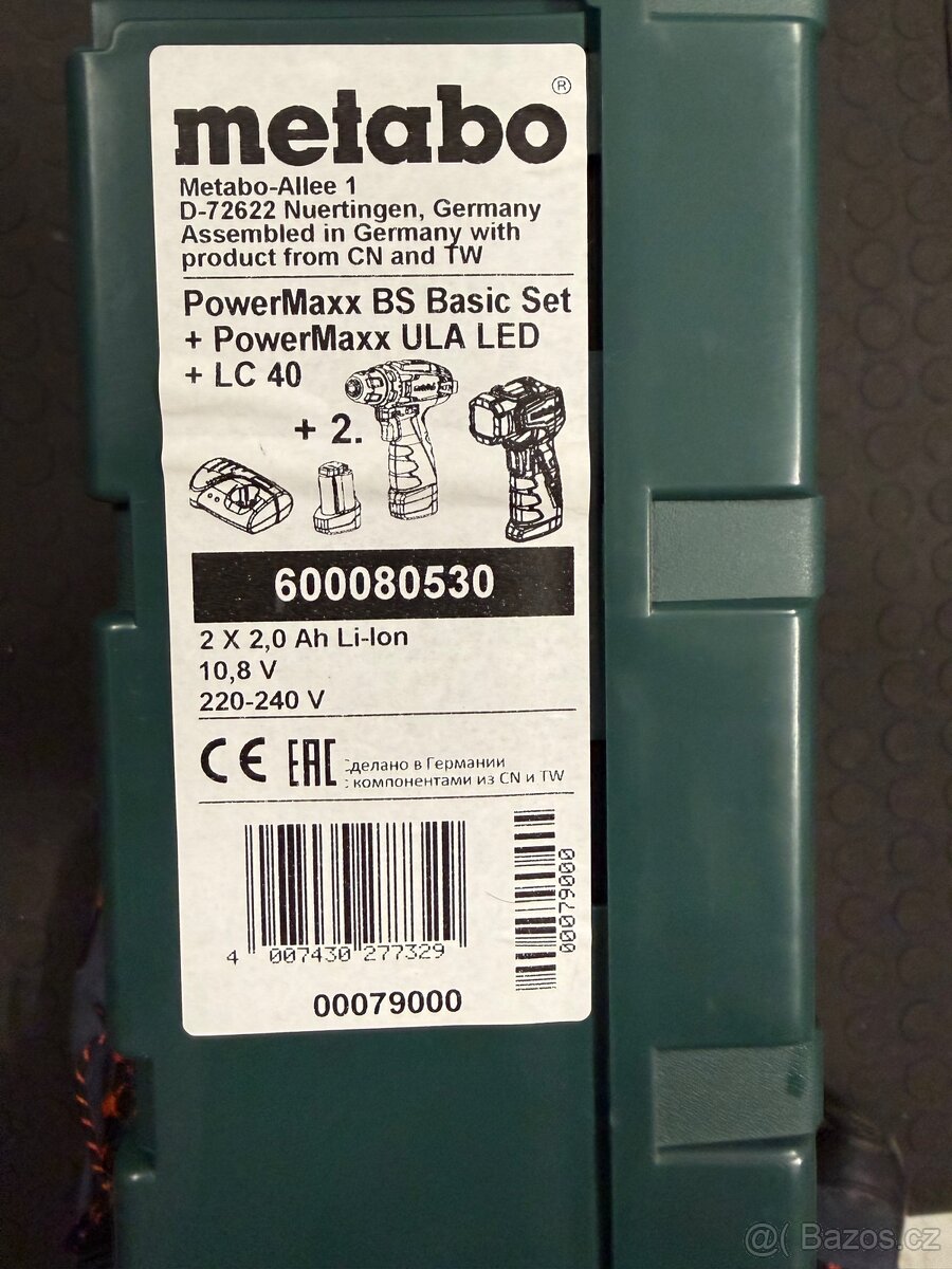 METABO PowerMaxx BS Basic aku šroubovák 10,8V 2x2Ah Li-Ion + - 3