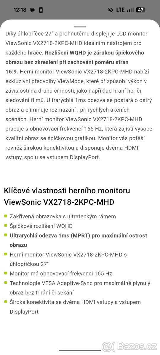 Monitor QHD 27 165hz ViewSonic VX2718-2KPC-MHD Gaming - 3