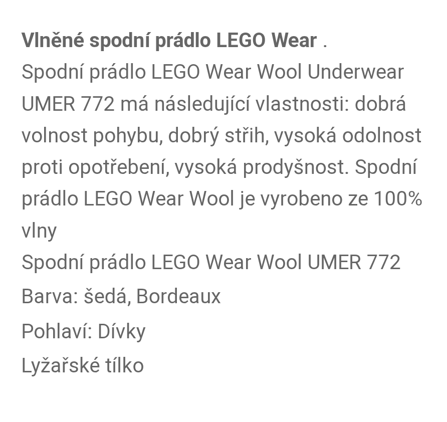 Merino tričko vel. 140 ; lyžařské – Umer 772 - 3