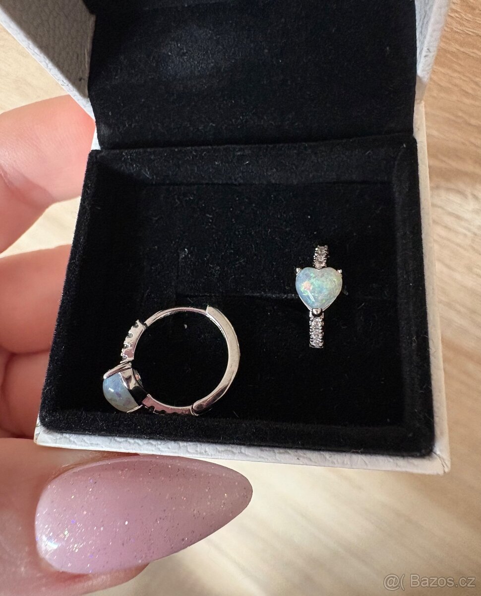 Nové dámské náušnice s bílým opálem - 3