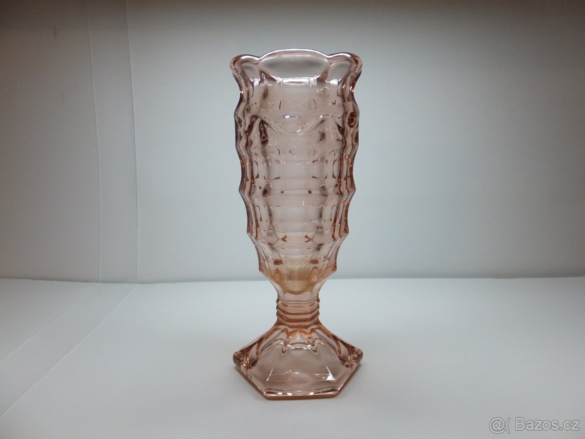 Art Deco rosalinová váza, R. Schotter Inwald. - 3