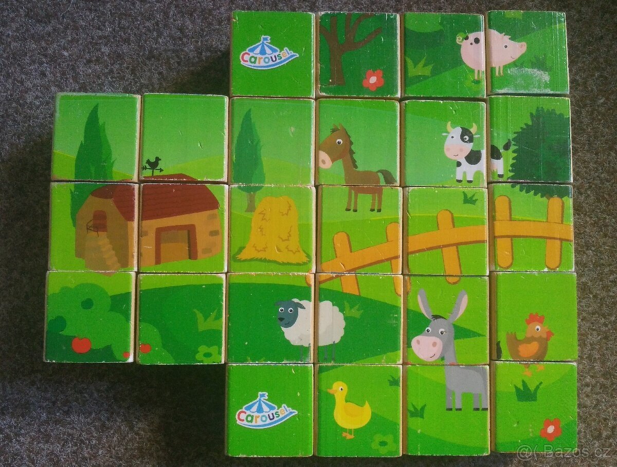 Dřevěné kostky pro děti Mix na stavění a skládání Dětské hry - 3