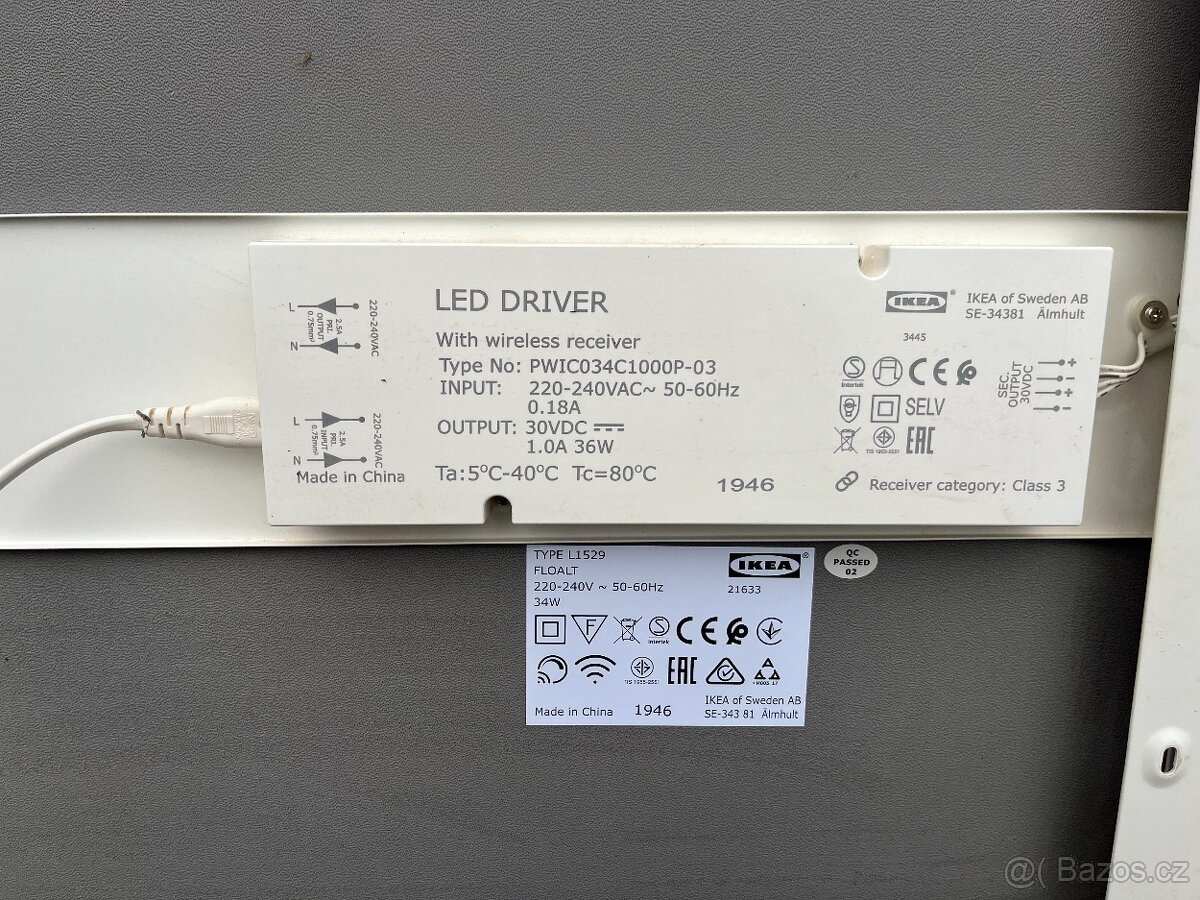 IKEA LED osvětlení 60x60 s dálkovým ovladačem 3x - 3