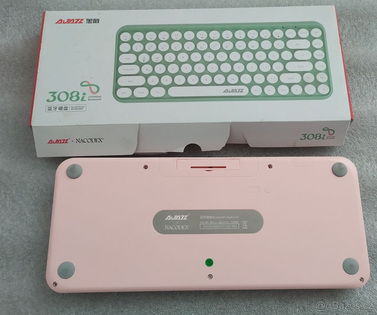 AJAZZ 380i Bezdrátová/Bluetooth klávesnice - růžová - 3