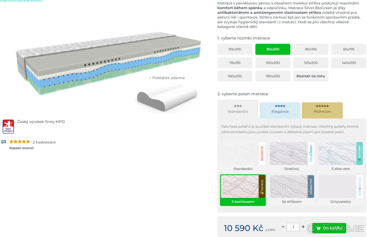 Matrace SILVER BioGreen 80x200 - 3