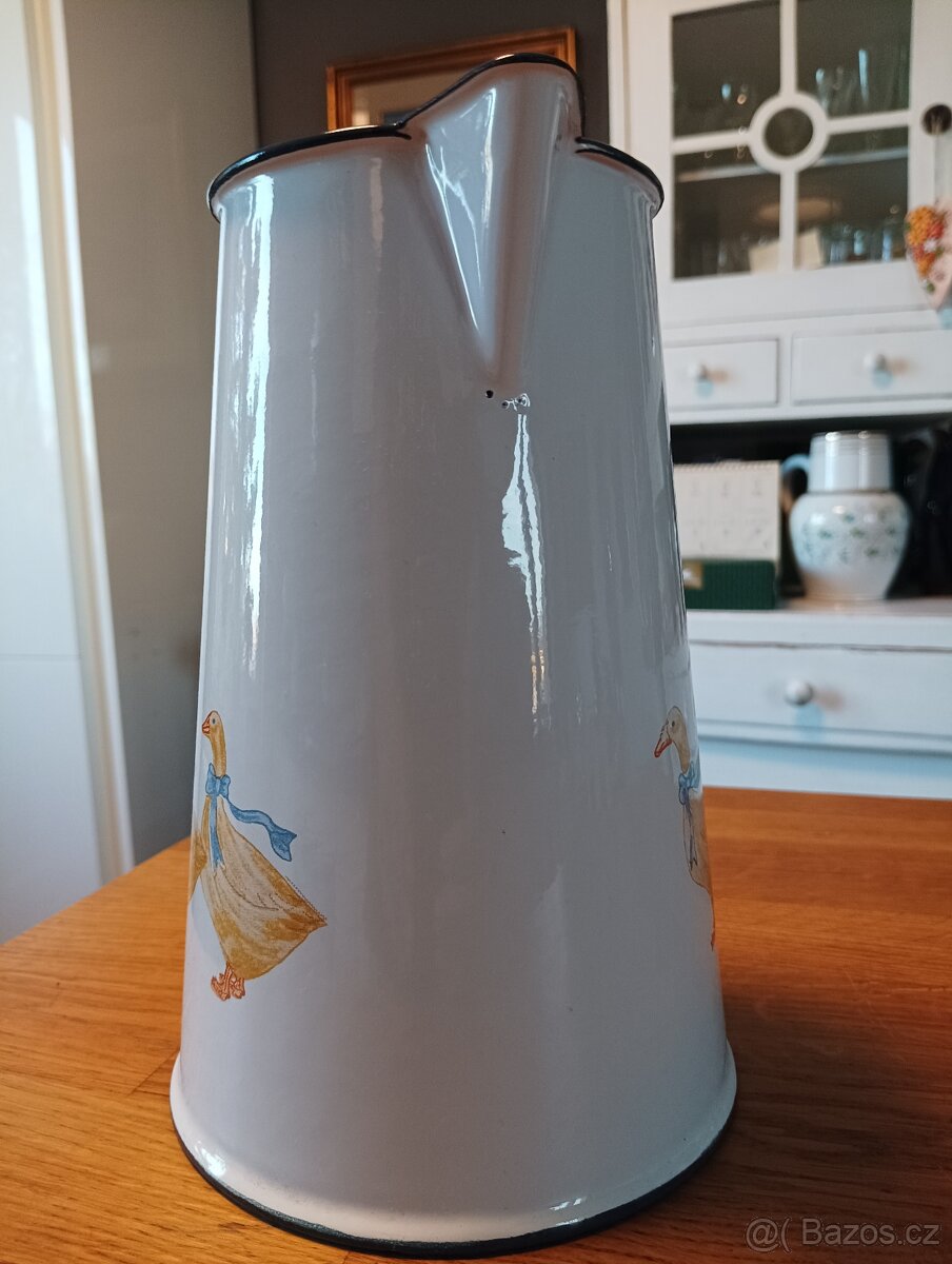 VINTAGE SMALTOVANÁ PLECHOVÁ KONEV FRANCIE - 3