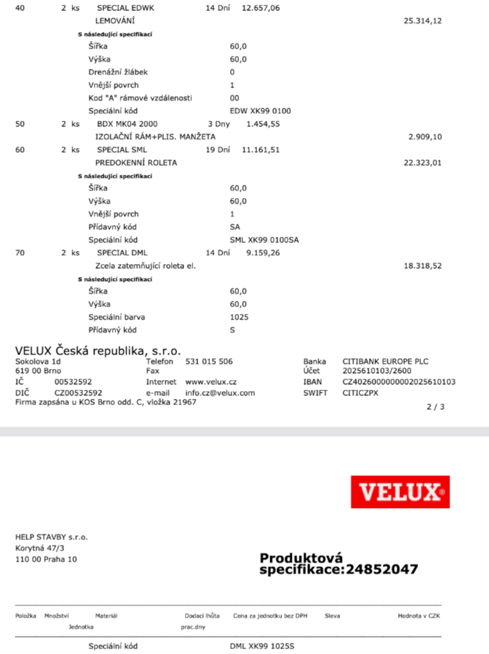 Velux okna - 600x600 vč. příslušenství - 3