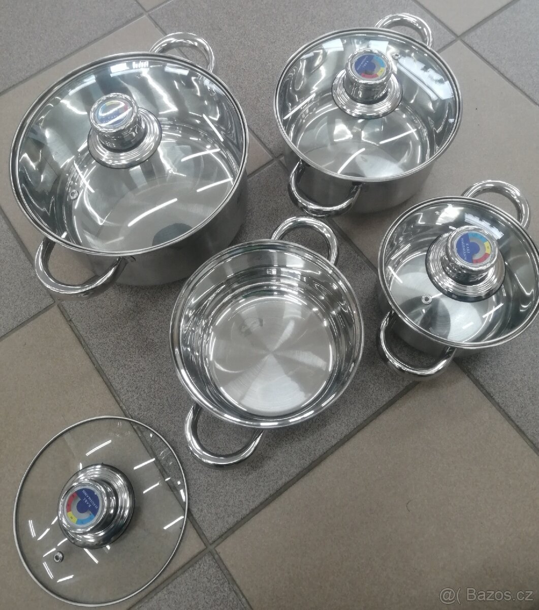 Hrnce sada nerez nádobí 8dilu s teploměrem na indukci atd - 3