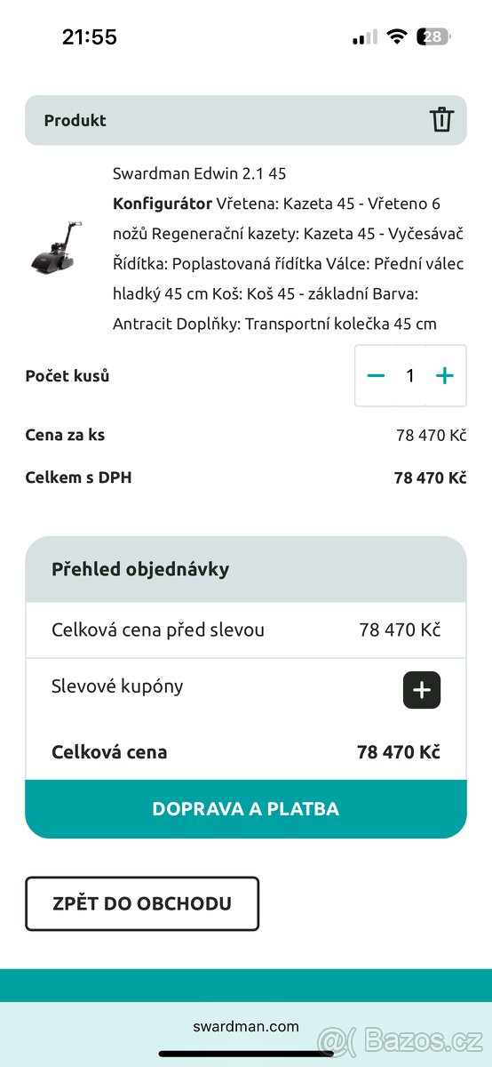 Vřetenová sekačka Swardman Edwin 2.1 - 3