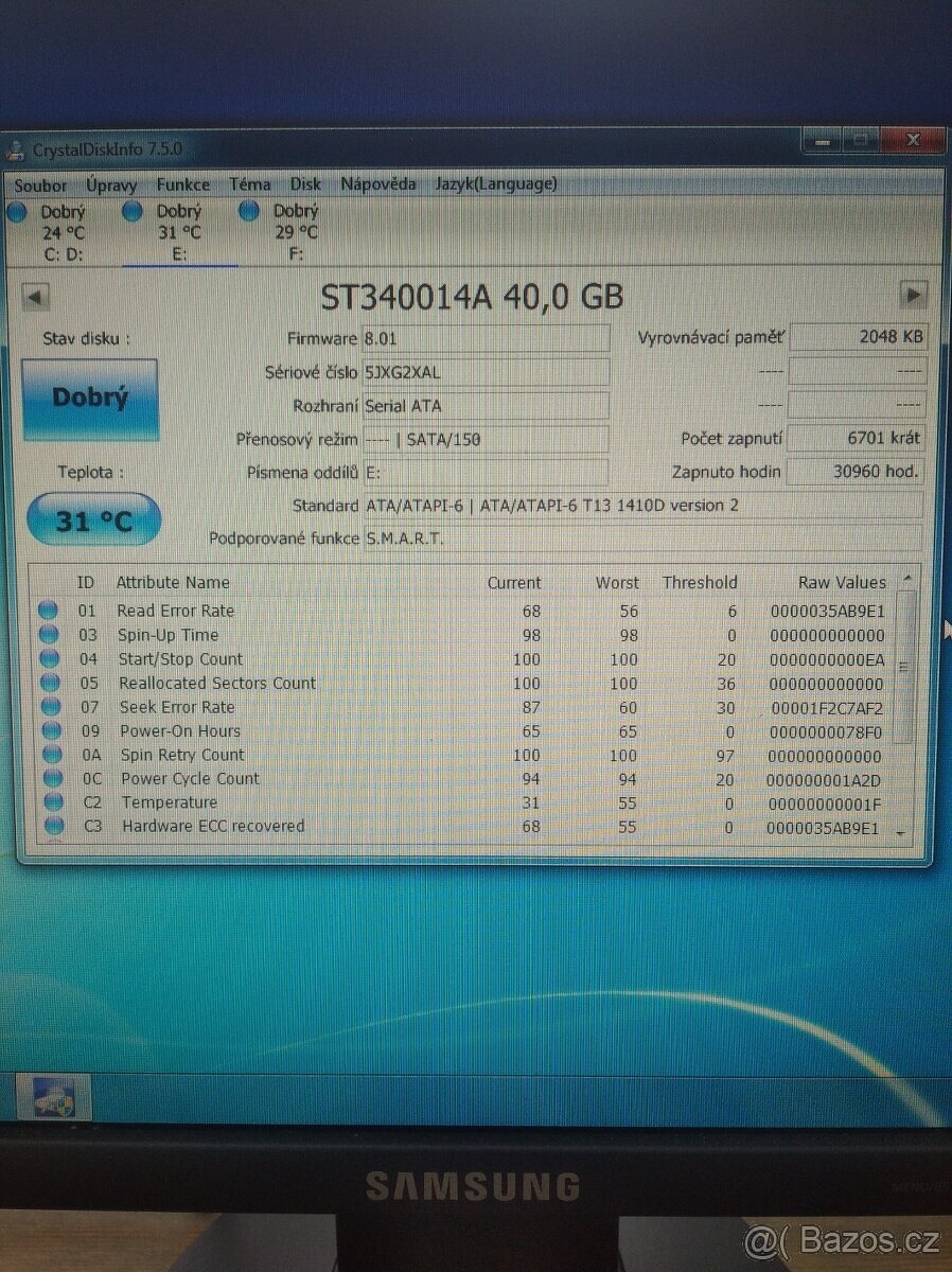 Pevný disk Seagate Barracuda 7200.7, 40 - 3