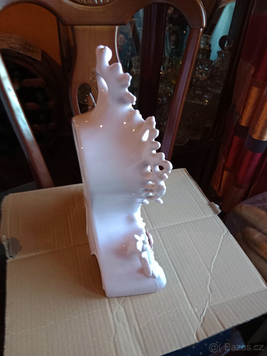 Pěkné funkční růžové porcelánové hodiny - 3