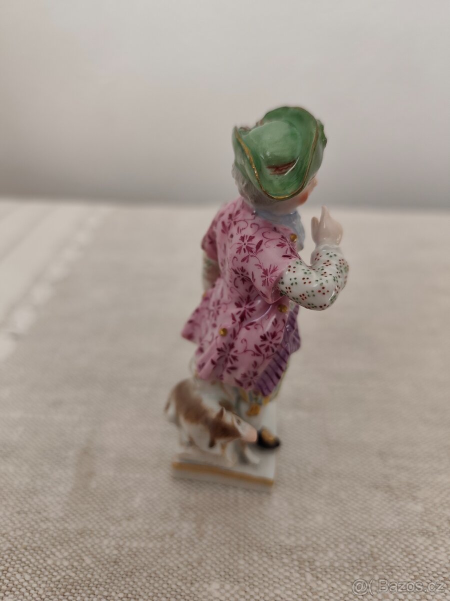 Meissen míšeň chlapec s palicou porcelánová soška - 3