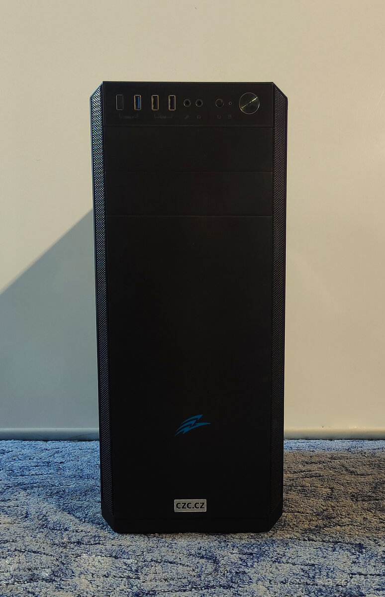 Počítačová skříň, EVOLVEO T3 černá Window Blue, 3x ventil. - 3