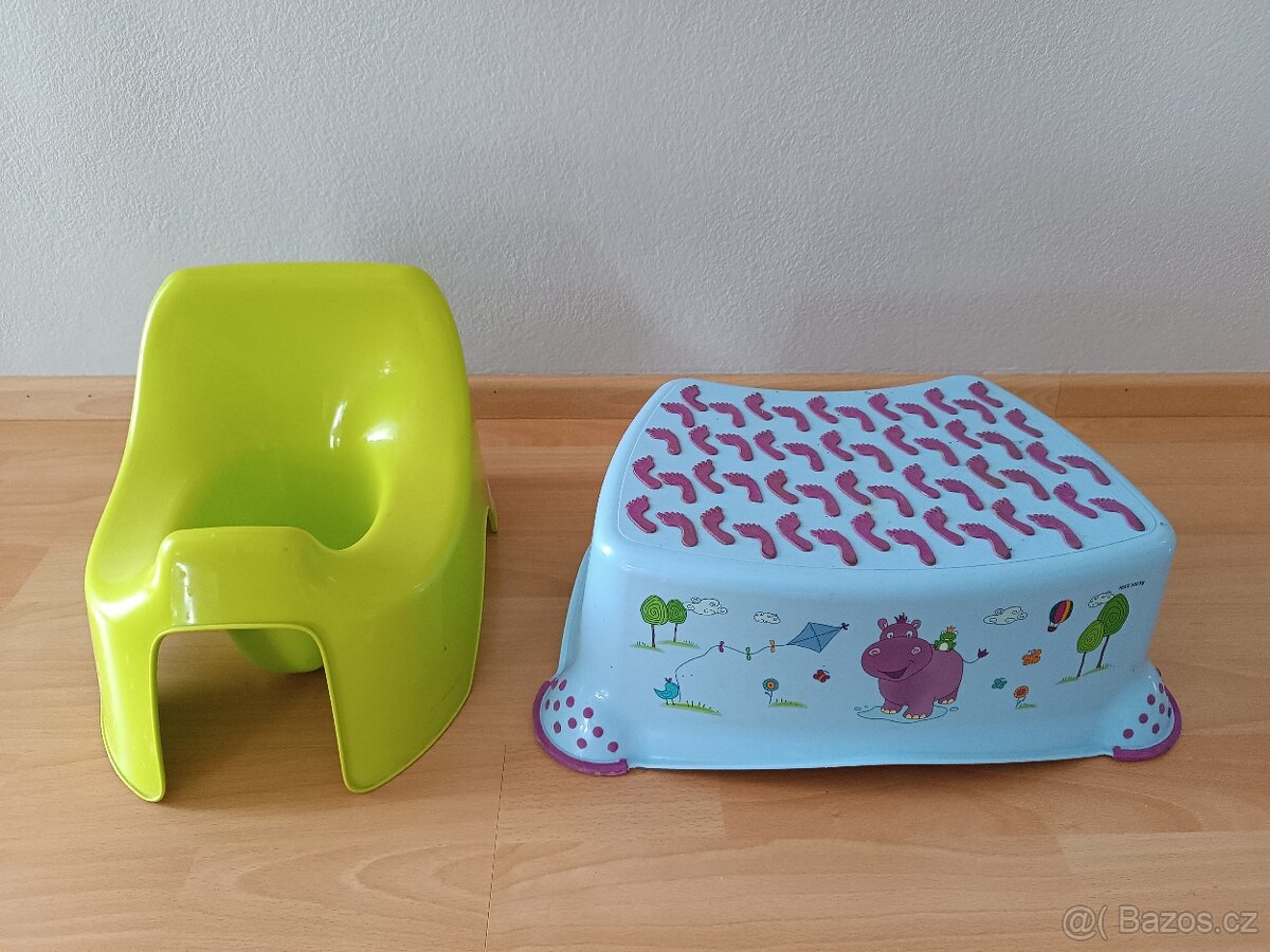 Dětská protiskluzová stolička/stupínek Hippo+nočník - 3