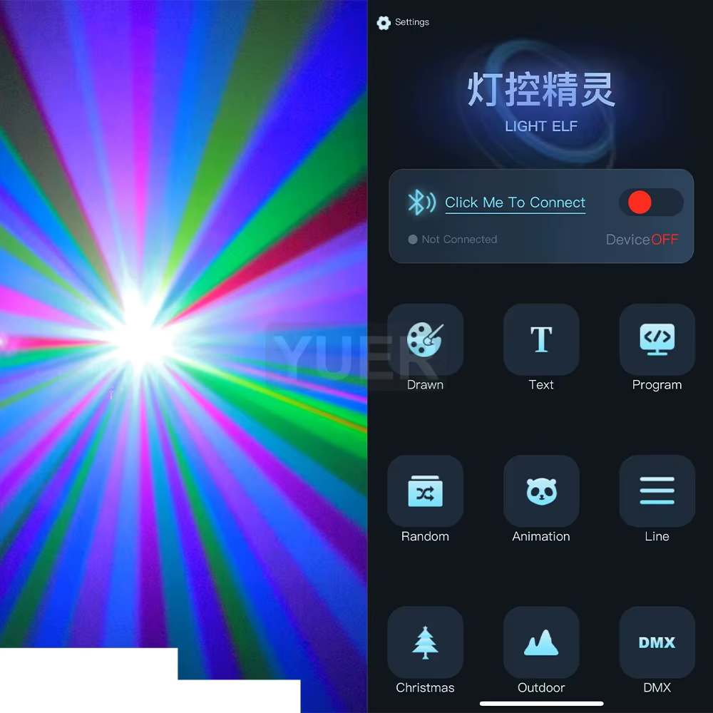5W LASER 3D Animační Bluetooth APP ILDA - 3